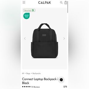BRAND NEW - CALPAK Connect Laptop Backpack in Black